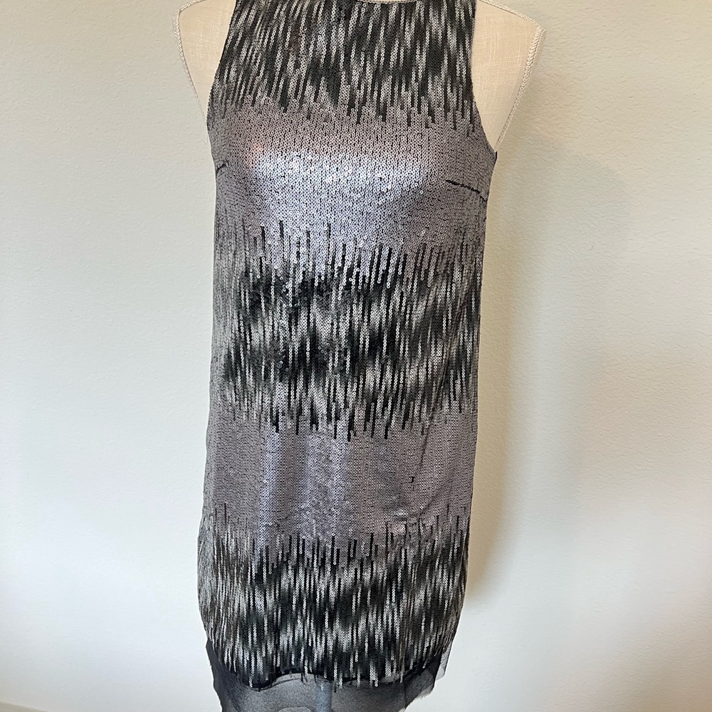 Kensie Black and Silver Sequin Shift Dress Size 2